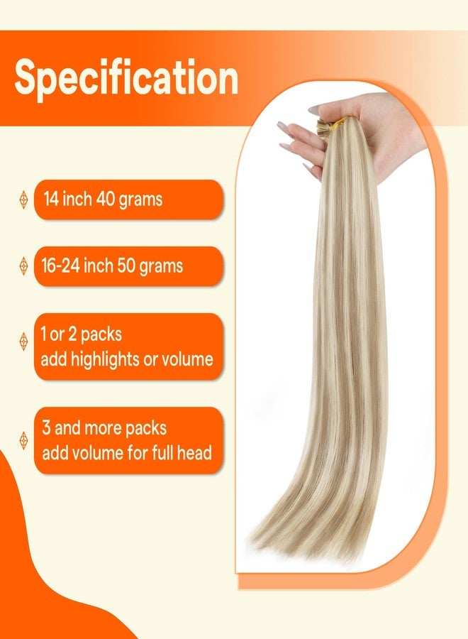 Full Shine U Tip Hair Extensions Human Hair Blonde Highlighted Utip Human Hair Extensions 14 Inch Keratin Tip Extensions 40 Grams Fusion Extensions Remy Hair for Women - Image 4